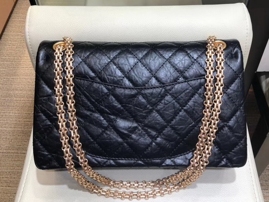 Chanel 255 Handbag in Black Crumpled Calfskin with Rectangular Lock