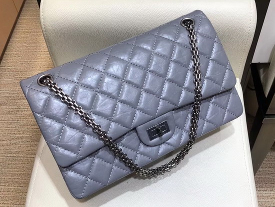 Chanel 255 Handbag in Light Blue with Rectangular Lock