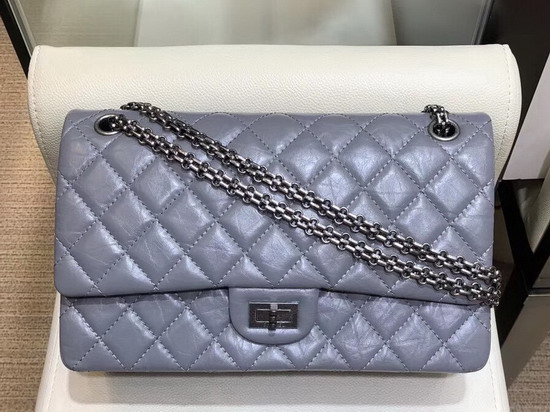 Chanel 255 Handbag in Light Blue with Rectangular Lock