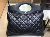 Chanel 31 Large Shopping Bag Black Crumpled Calfskin