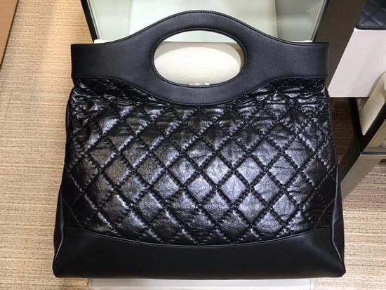 Chanel 31 Large Shopping Bag Black Crumpled Calfskin