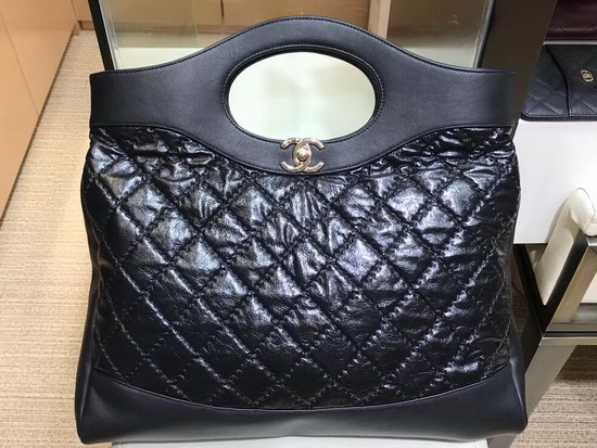 Chanel 31 Large Shopping Bag Black Crumpled Calfskin