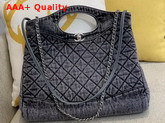 Chanel 31 Large Shopping Bag Denim and Silver Tone Metal Grey and Black AS1408 Replica