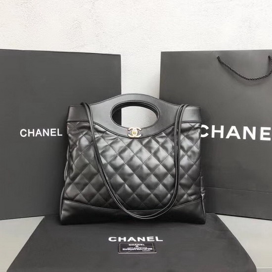 Chanel 31 Large Shopping Bag in Black Lambskin