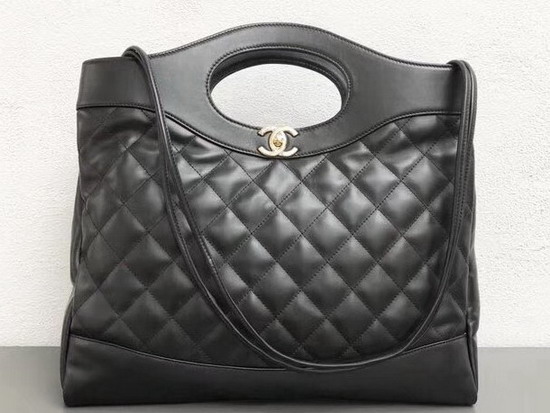 Chanel 31 Large Shopping Bag in Black Lambskin