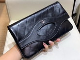 Chanel 31 Pouch Aged Calfskin Silver Tone Metal Black