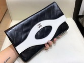 Chanel 31 Pouch Aged Calfskin Silver Tone Metal Black and White A70520