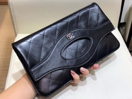 Chanel 31 Pouch Aged Calfskin Silver Tone Metal Black