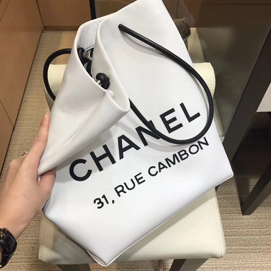 Chanel 31 Rue Cambon Bag White Calfskin Leather