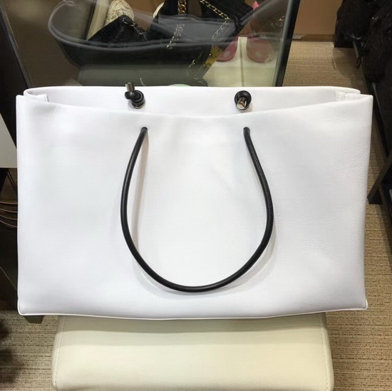 Chanel 31 Rue Cambon Tote White Calfskin Leather