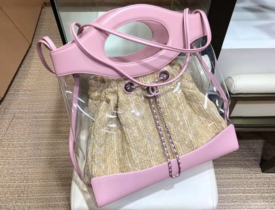 Chanel 31 Shopping Bag PVC Calfskin and Silver Tone Metal Pink AS0517