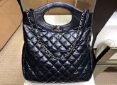 Chanel 31 Small Shopping Bag in Black Crumpled Calfskin AS0091