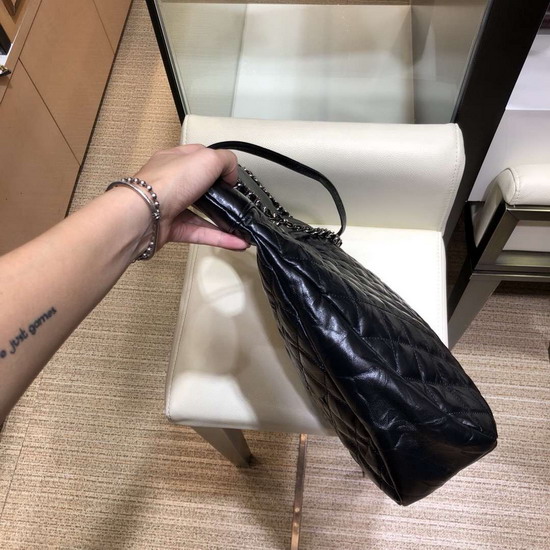 Chanel 31 Small Shopping Bag in Black Crumpled Calfskin AS0091