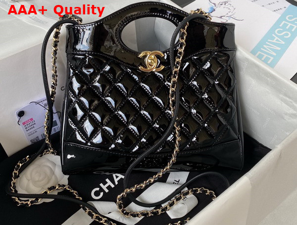 Chanel 31 Small Shopping Bag in Black Patent Leather Replica