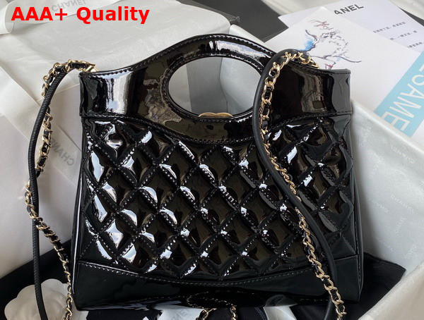 Chanel 31 Small Shopping Bag in Black Patent Leather Replica