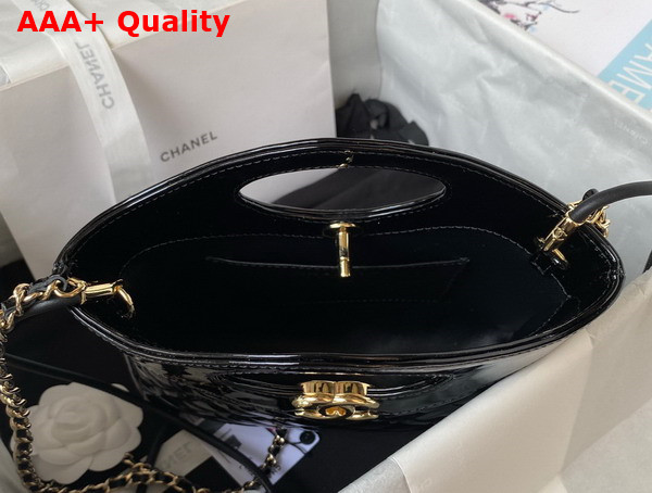 Chanel 31 Small Shopping Bag in Black Patent Leather Replica