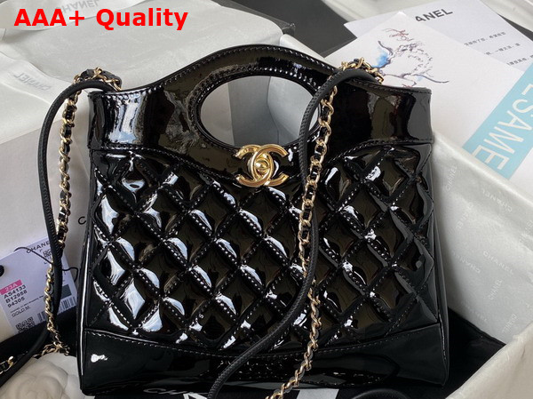 Chanel 31 Small Shopping Bag in Black Patent Leather Replica