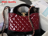 Chanel 31 Small Shopping Bag in Bordeaux and Black Patent Leather Replica