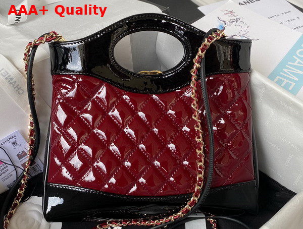 Chanel 31 Small Shopping Bag in Bordeaux and Black Patent Leather Replica