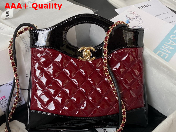 Chanel 31 Small Shopping Bag in Bordeaux and Black Patent Leather Replica