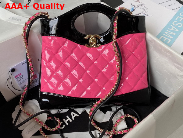 Chanel 31 Small Shopping Bag in Fuchsia and Black Patent Leather Replica