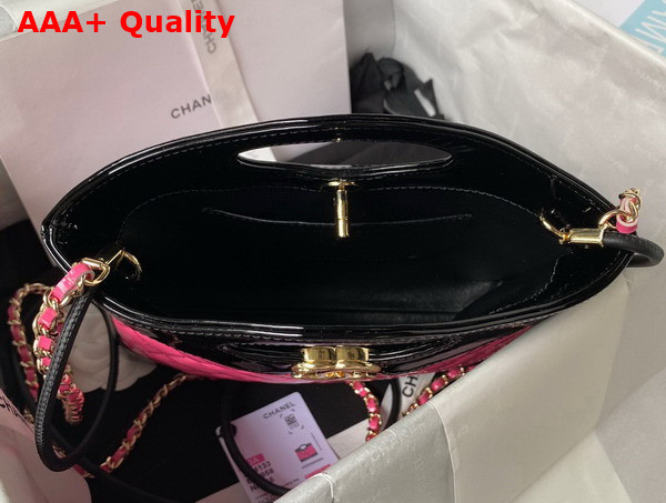 Chanel 31 Small Shopping Bag in Fuchsia and Black Patent Leather Replica