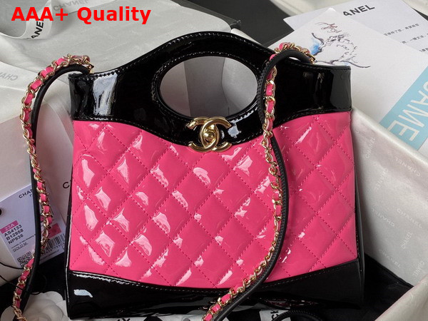 Chanel 31 Small Shopping Bag in Fuchsia and Black Patent Leather Replica