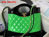 Chanel 31 Small Shopping Bag in Green and Black Patent Leather Replica