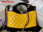 Chanel 31 Small Shopping Bag in Yellow and Black Patent Leather Replica