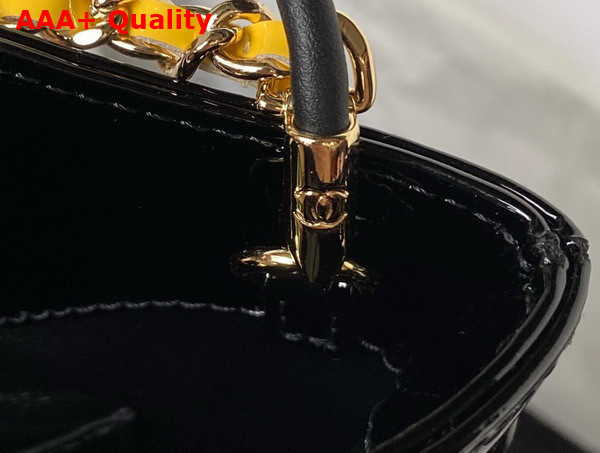 Chanel 31 Small Shopping Bag in Yellow and Black Patent Leather Replica