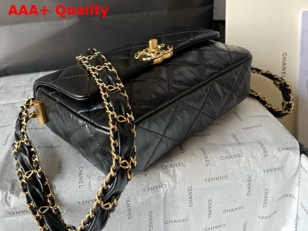 Chanel Aged Calfskin Flap Bag in Black Replica