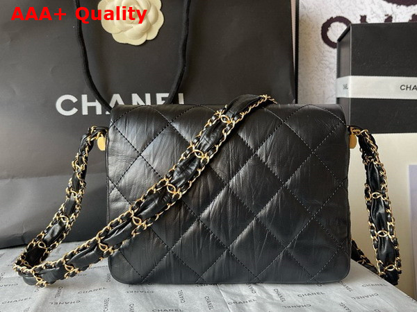 Chanel Aged Calfskin Flap Bag in Black Replica