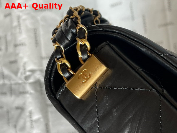 Chanel Aged Calfskin Flap Bag in Black Replica