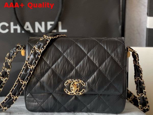 Chanel Aged Calfskin Flap Bag in Black Replica