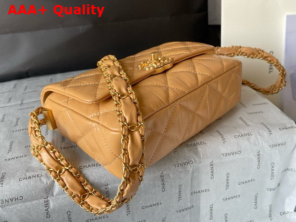 Chanel Aged Calfskin Flap Bag in Light Brown Replica