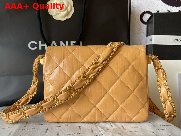 Chanel Aged Calfskin Flap Bag in Light Brown Replica