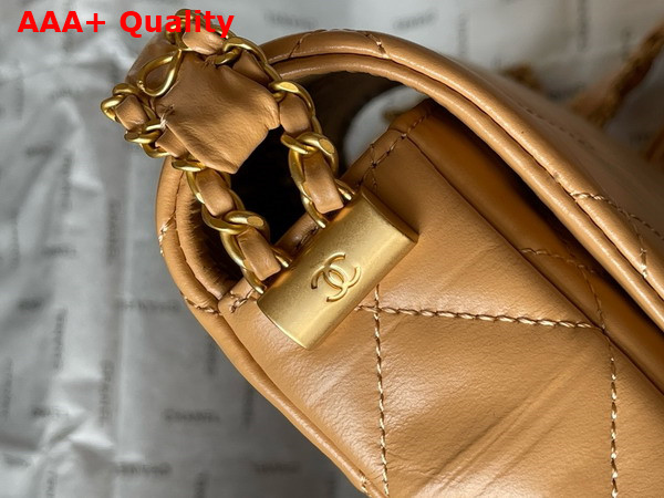 Chanel Aged Calfskin Flap Bag in Light Brown Replica