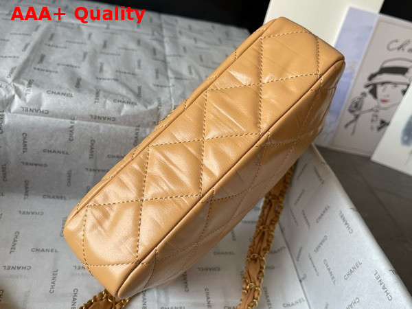 Chanel Aged Calfskin Flap Bag in Light Brown Replica