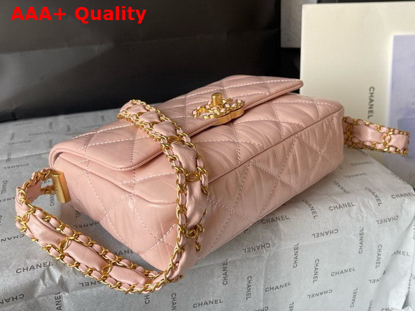 Chanel Aged Calfskin Flap Bag in Light Pink Replica