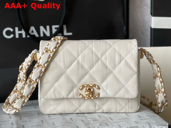 Chanel Aged Calfskin Flap Bag in White Replica