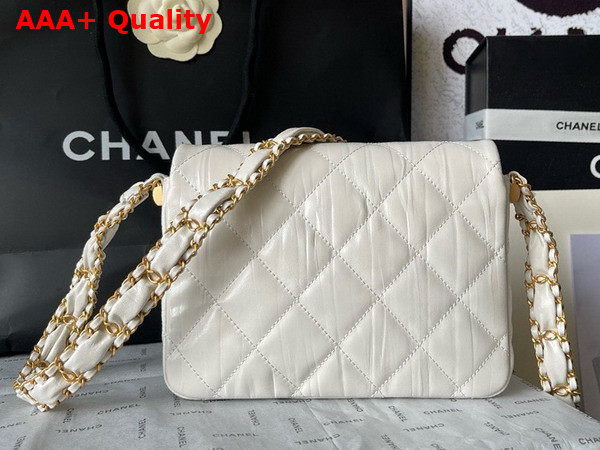 Chanel Aged Calfskin Flap Bag in White Replica