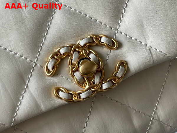 Chanel Aged Calfskin Flap Bag in White Replica