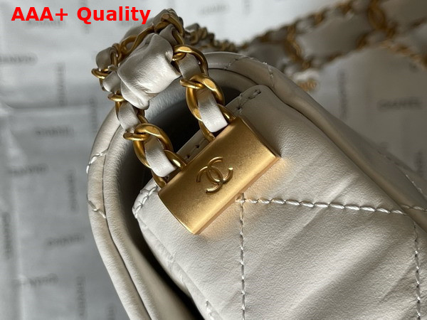 Chanel Aged Calfskin Flap Bag in White Replica