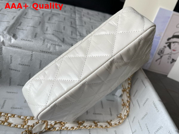 Chanel Aged Calfskin Flap Bag in White Replica