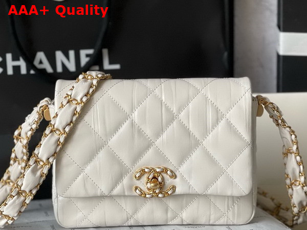 Chanel Aged Calfskin Flap Bag in White Replica