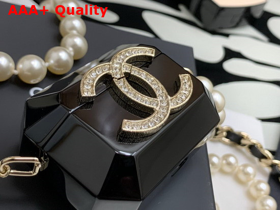 Chanel Airpods Case Necklace Metal Resin Glass Pearls Lambskin Strass Gold Black Pearly White Crystal AB6678 Replica