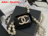 Chanel Airpods Case Necklace Metal Resin Glass Pearls Lambskin Strass Gold Black Pearly White Crystal AB6678 Replica