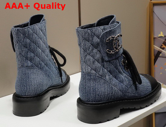 Chanel Ankle Boot in Blue Denim and Calfskin Replica