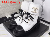 Chanel Ankle Boot in White and Black Calfskin Replica