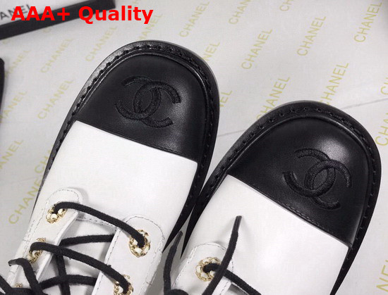 Chanel Ankle Boot in White and Black Calfskin Replica